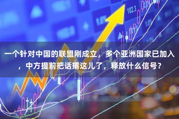 一个针对中国的联盟刚成立，多个亚洲国家已加入，中方提前把话撂这儿了，释放什么信号？